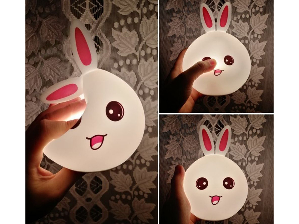 Battery Operated Kid's Silicone LED RGB Light Night Lamp, Bunny (2)