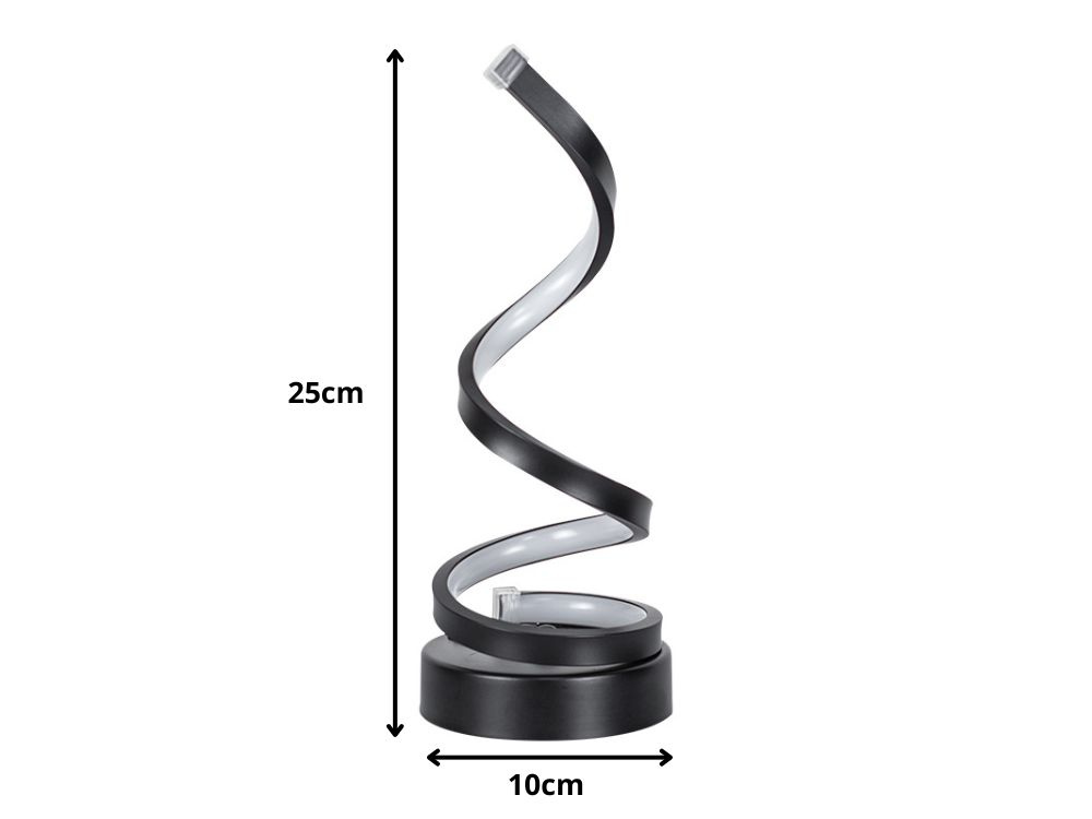 Spiral LED Desk Lamp with 3 Light Modes, Dimmable, USB Powered, Black (1)