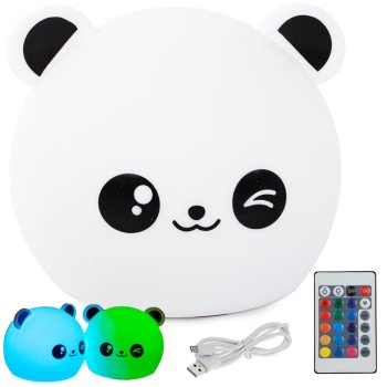 Kid's Silicone LED RGB Light Night Lamp with Remote Control, Panda