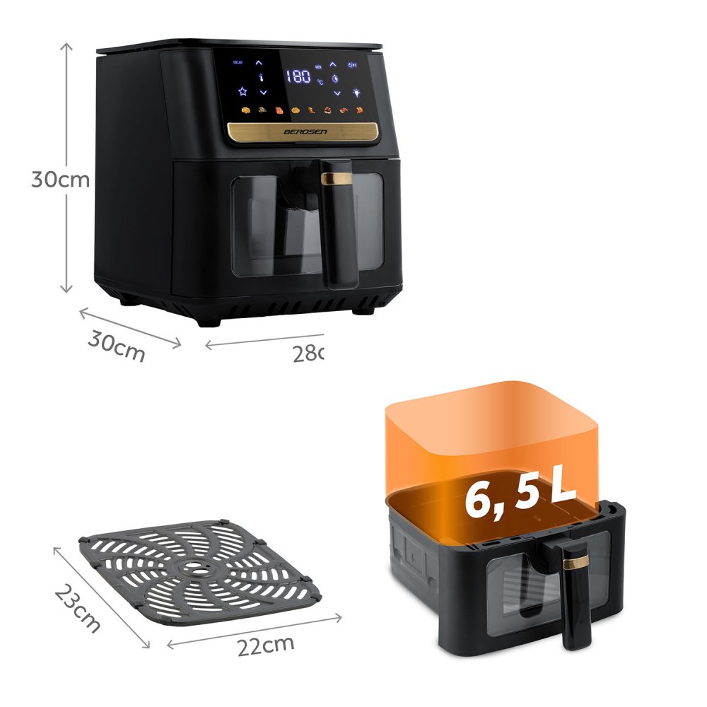 Berdsen BD-655 Digital Air Fryer 6.5L 1700W, Black (3)