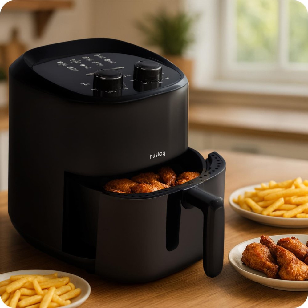 Air Fryer Huslog 1400W, 3.5L Oil-Free Cooker for Healthy & Crispy Meals (3)