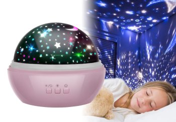 Rotating Kids Bedside Lamp Star Sky Projector Night Magic Light, Pink