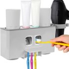 Automatic Dispenser for Two Toothpastes with Cup and Holder for Bathroom
