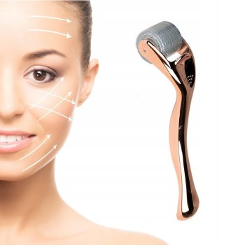 Derma Roller Face and Body Massager Needle Mesotherapy 0.25mm, Rose Gold