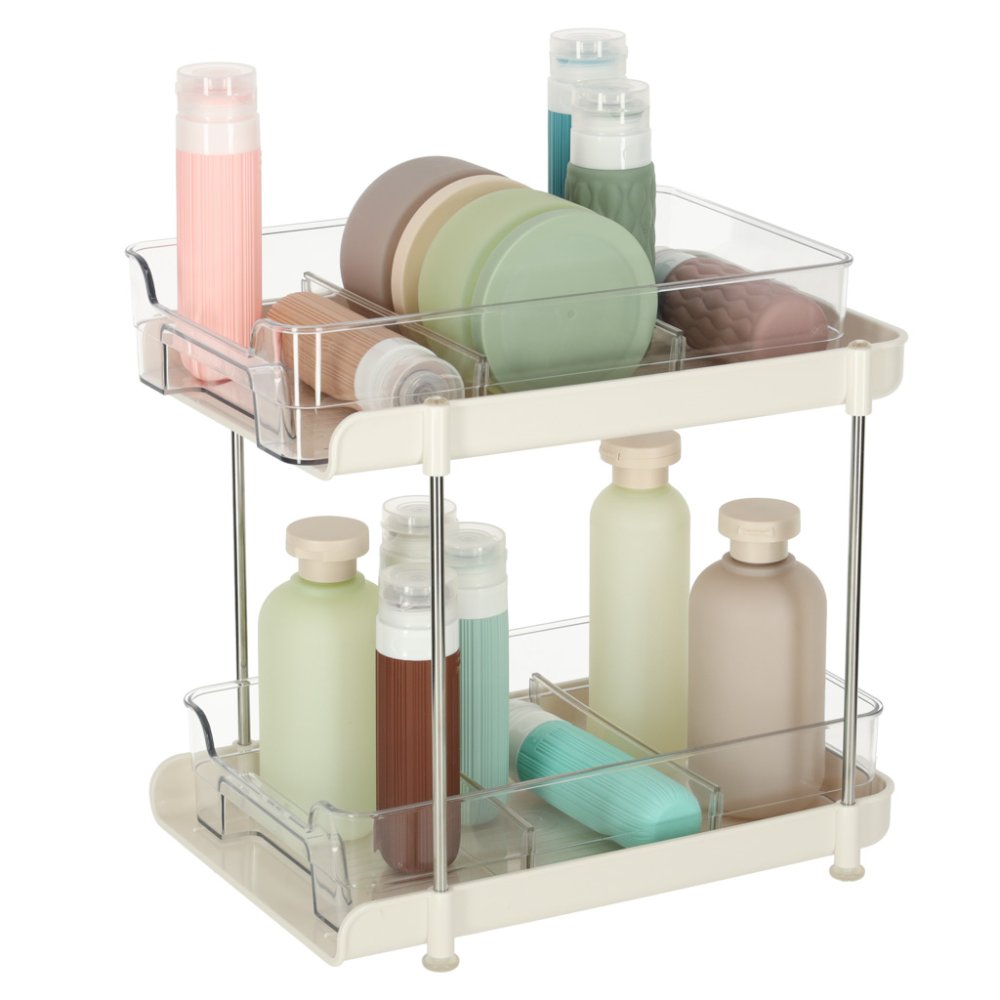 2-Tier Acrylic Organiser with Sliding Drawers for Desk Kitchen and Bathroom (3)