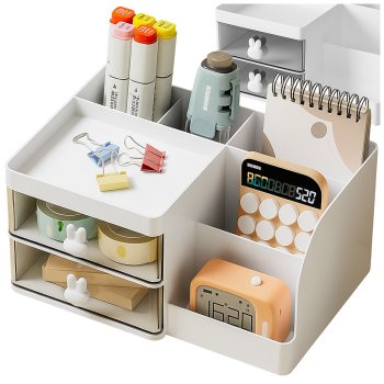 Desk Organizer with Drawers for Office Supplies Cosmetics and Vanity Storage