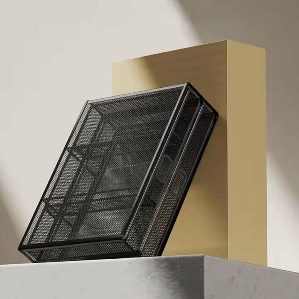 Metal Monitor Stand with 2 Drawers, Desk Organizer, black (1)