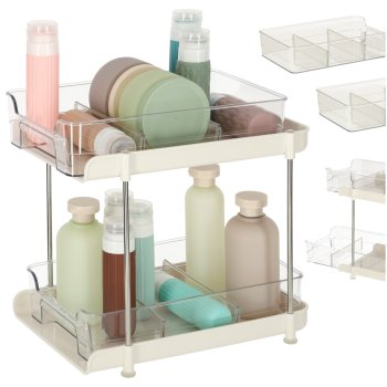 2-Tier Acrylic Organiser with Sliding Drawers for Desk Kitchen and Bathroom
