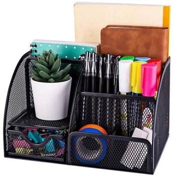 Desk Organizer with 6 Compartments, Black