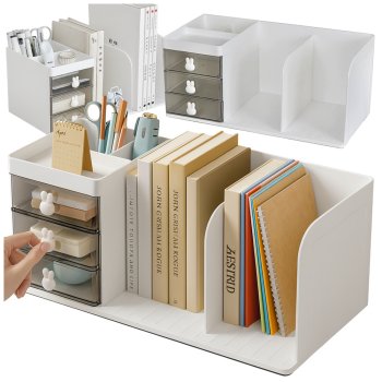 Desk Organizer with Shelves and Drawers for Office Supplies, Books, and Cosmetics