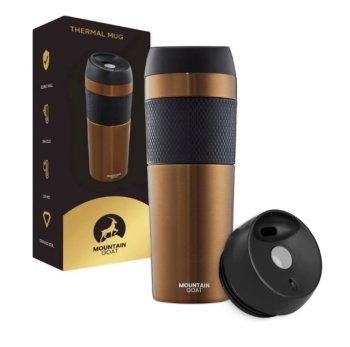 MOUNTAIN GOAT Thermal Mug Bottle Thermos Flask for Hiking Picnic 400 ml, Brown