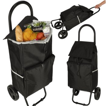 Shopping Trolley on Wheels with Insulated Pocket 95 cm, Black