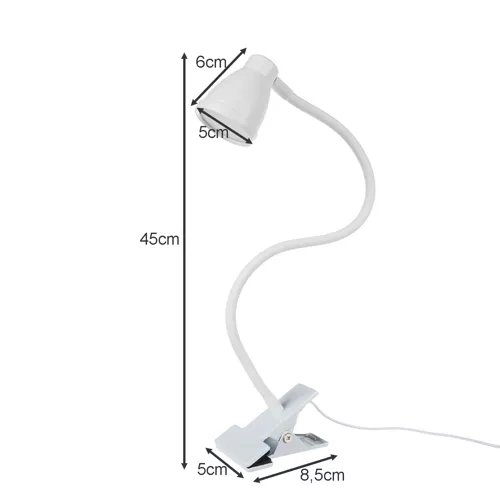 Clip-On LED Desk Lamp with Stand Izoxis 19455, White (2)