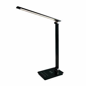 LED Desk Lamp with Wireless Charger and USB Port, Touch Control, Black