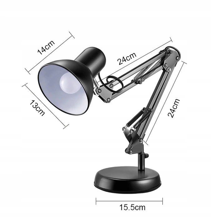 Adjustable Desk Lamp Folding Reading Night Table Lamp E27, Black (1)