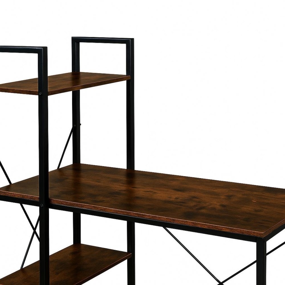 Computer Desk with Shelves Reversible Home Office Writing Desk, Rustic Brown (0)