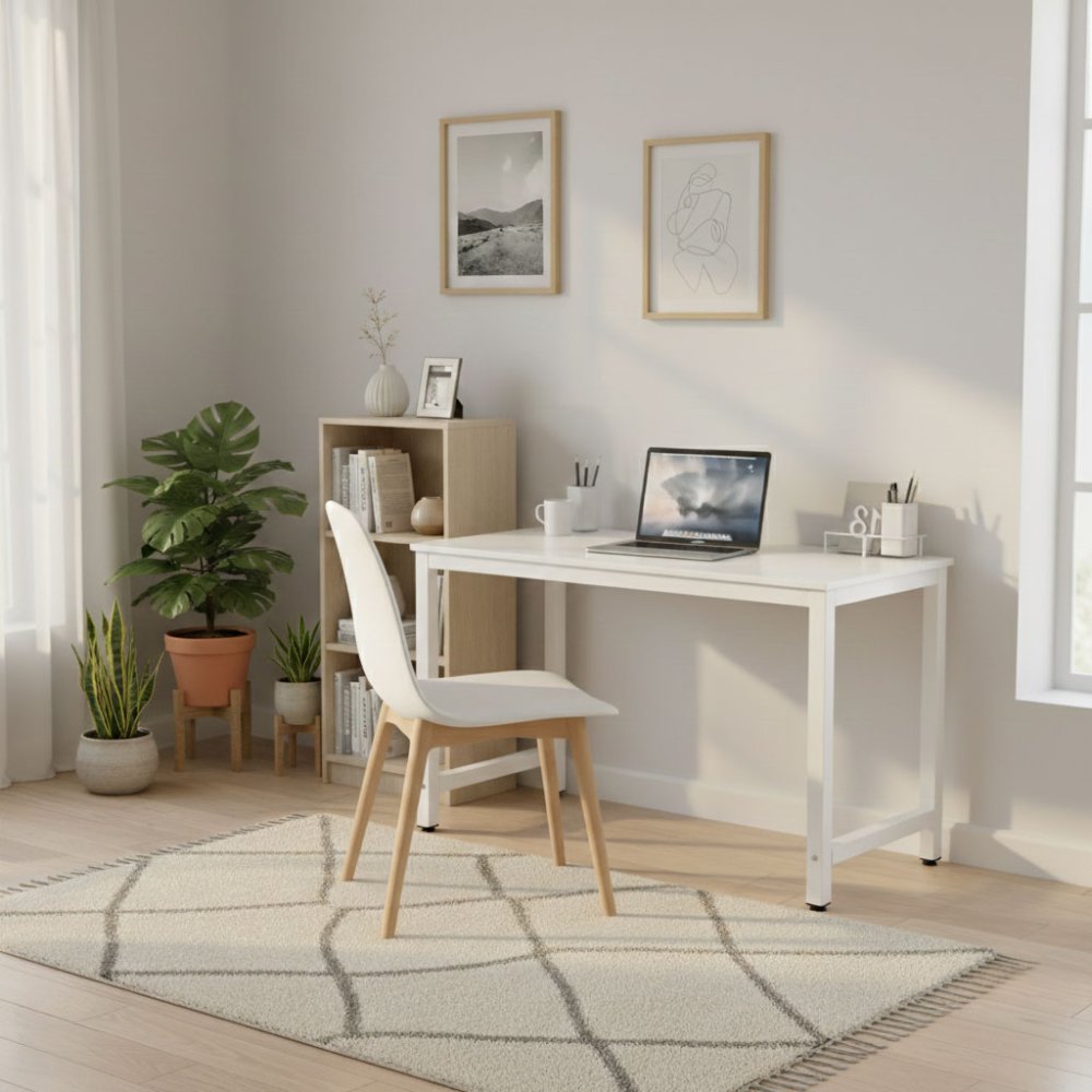 ModernHome Computer Desk 120x60 cm for Home Office and Study, white (1)