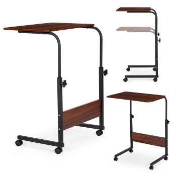 Adjustable Rolling Laptop Desk for Sofa and Bed ModernHome, Dark Brown