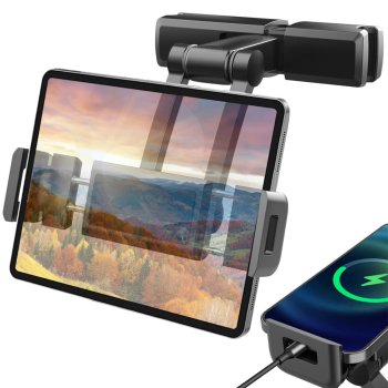 Universal Adjustable Car Headrest Mount for Tablet and Phone, Black