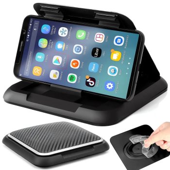 Dashboard Car Phone Holder Mount, Non-Slip GPS Navigation Stand with Sun Visor, black