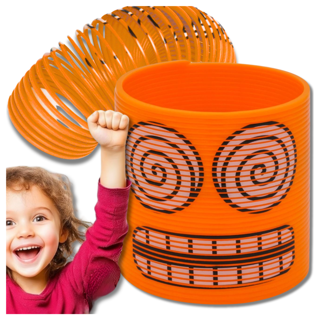 Magic Spring Toy for Kids with Emoji Pattern, Orange