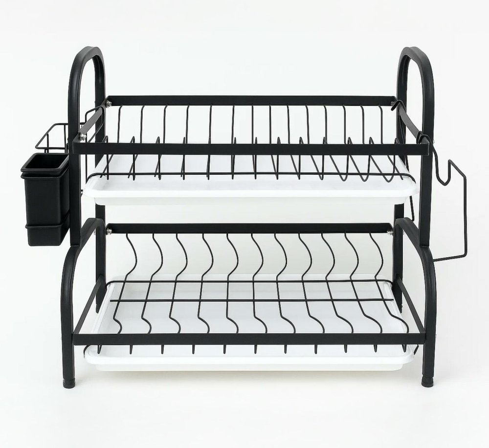 2-Tier Dish Drying Rack with Drainboard and Cutlery Holder (0)