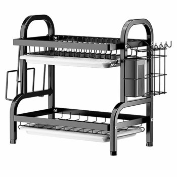 Large 2-Tier Dish Drying Rack for Kitchen Counter, Black
