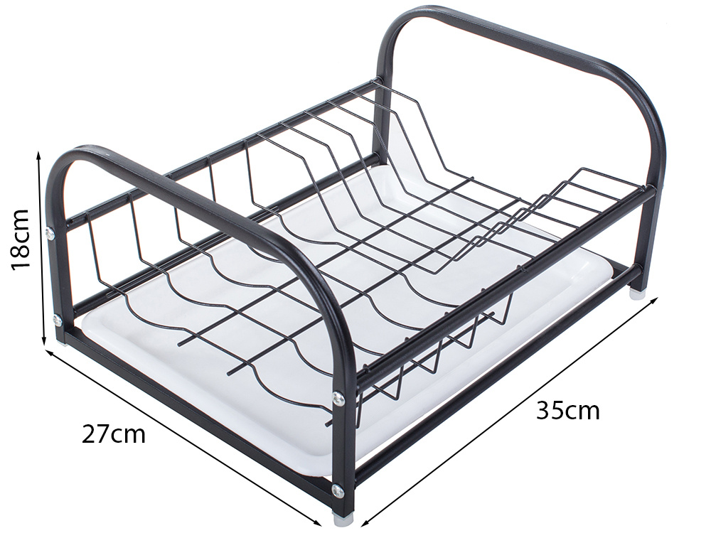 Dish Drying Rack with Metal Tray, Black (0)