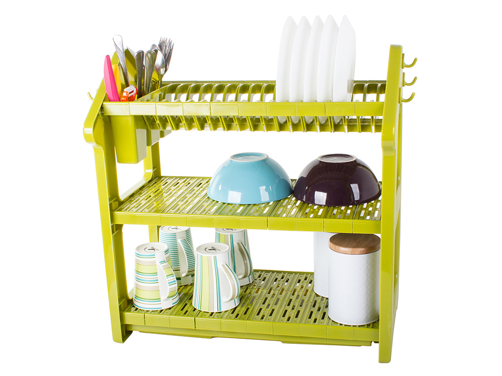 3-Tier Dish Drying Rack with Cutlery Organizer (7)