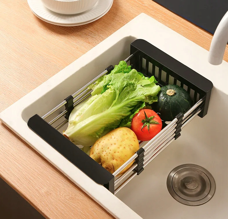 Expandable Basket Strainer Colander Over the Sink for Vegetables and Fruits Washing (4)