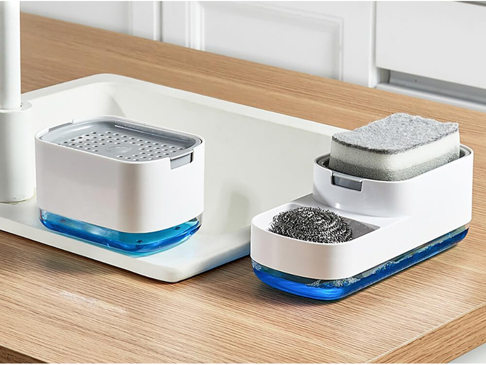 Dish Soap Dispenser with Sponge Holder for Kitchen Sink (2)