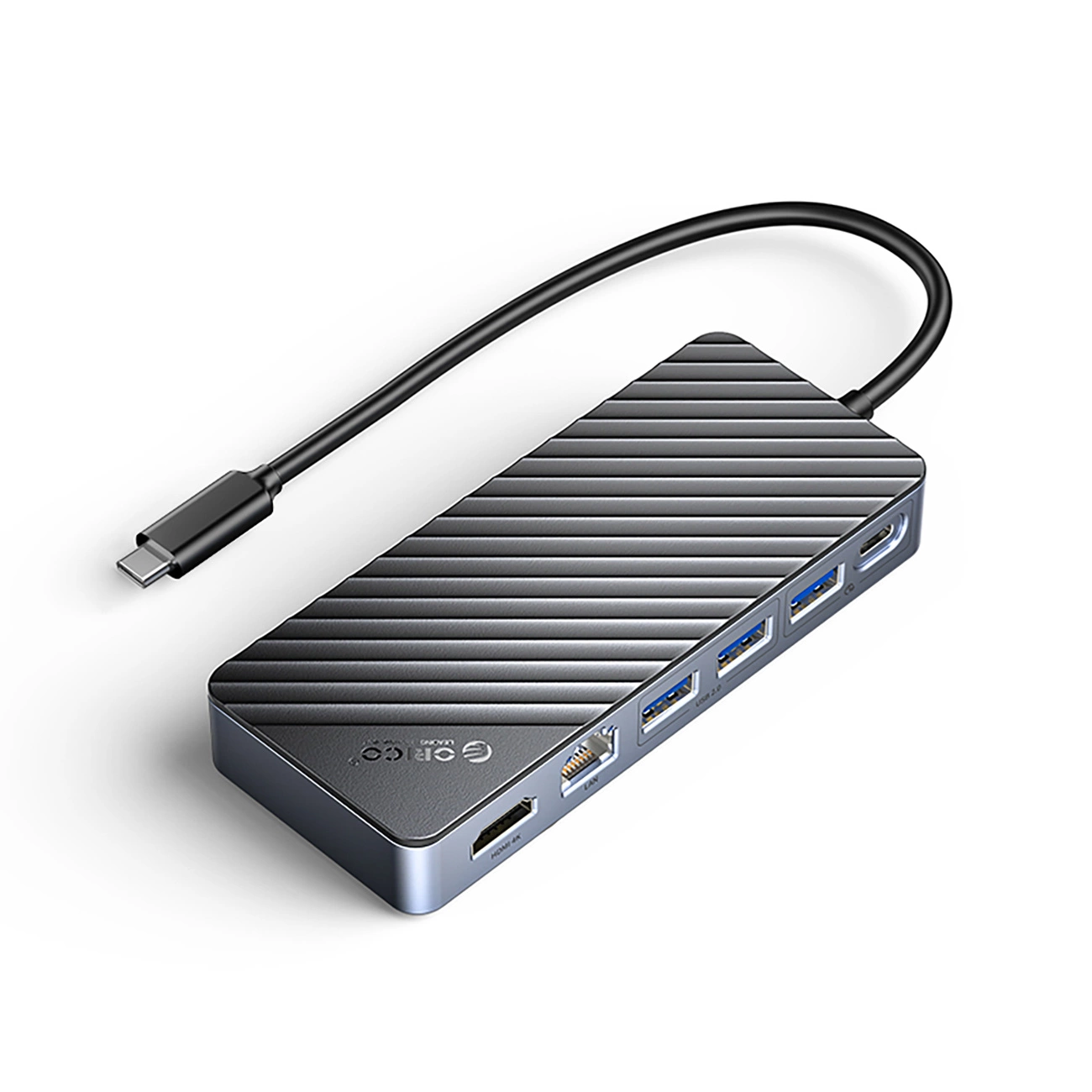M.2 disk bay with HUB 8in1 input: USB-C / output: 1x USB-A 3.2 + 2x 2.0 HDMI Ethernet - black