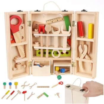 Wooden Tool Box Set for Kids with Accessories 22697