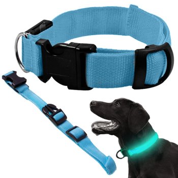 Adjustable LED Dog Collar, Light Up Pet Safety Collar, 59 cm, Blue
