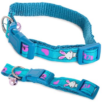 Fabric collar for dog or cat with bell, 1.5 cm