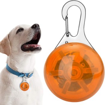 LED light tag for pet collar, for dogs and cats, orange