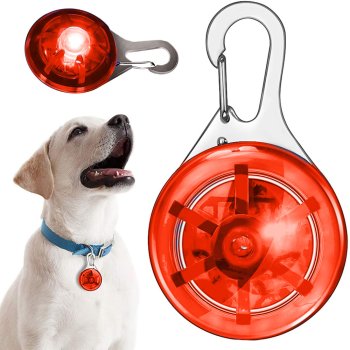 LED Dog Collar Light Clip-On Safety Blinker for Dogs and Cats, Red