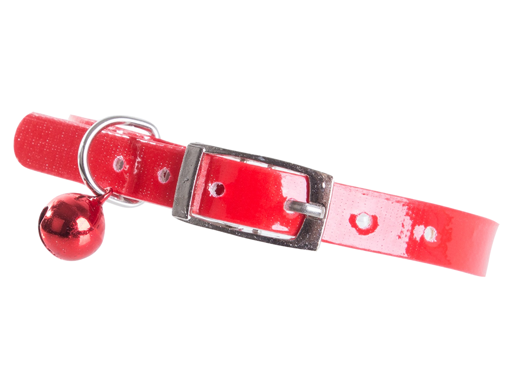 Adjustable collar for dog or cat with bell, 30cm, red/green/purple (1)