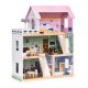 ECOTOYS 3-Story Wooden Dollhouse with Terrace and 15 Furniture Pieces