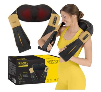 4Fizjo Shiatsu ULTRA+ Back Shoulder Neck Body Warming Pillow Massager, Black/Gold