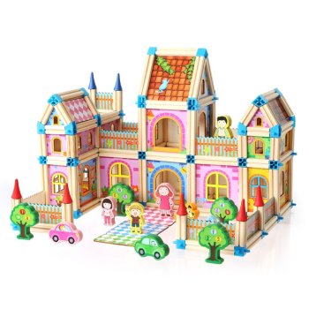 268 Pcs Wooden Building Blocks Doll House Architect House Constructor Gift for Boys and Girls