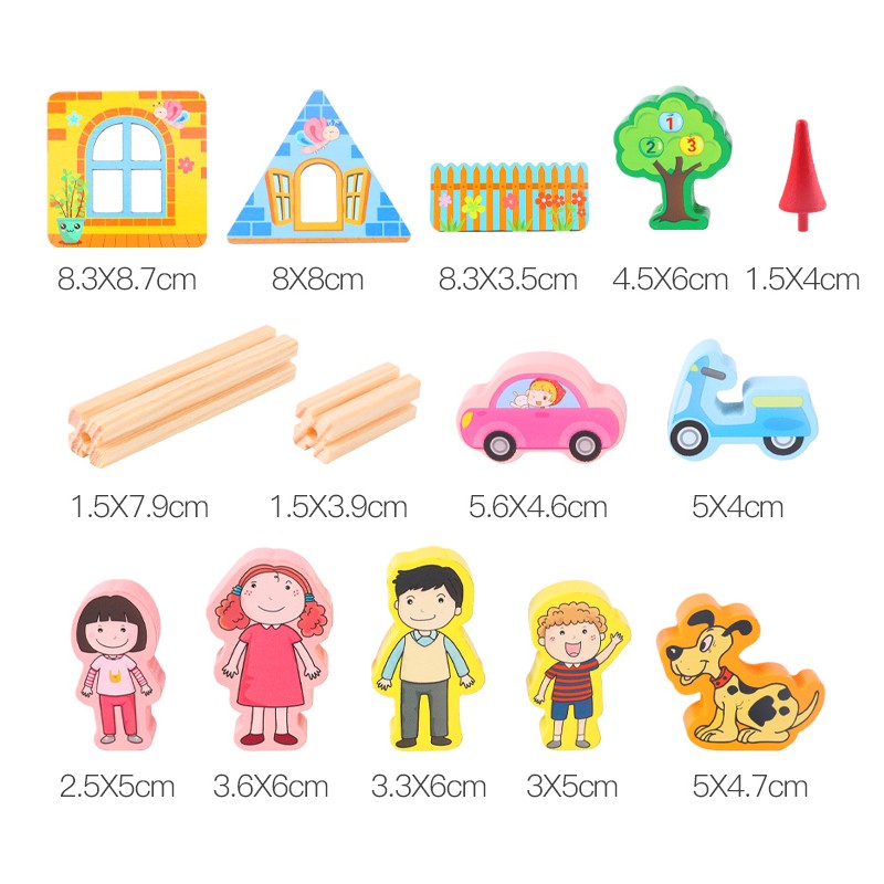 268 Pcs Wooden Building Blocks Doll House Architect House Constructor Gift for Boys and Girls (11)