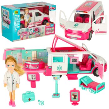 2-in-1 Ambulance Toy Playset with Doctor Doll and Accessories