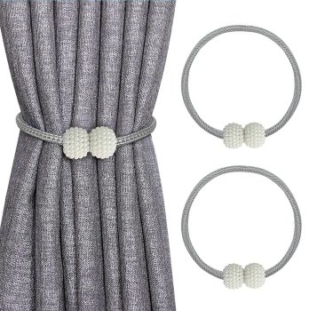 Magnetic Curtain Tieback Holder for Drapes and Sheers, Grey