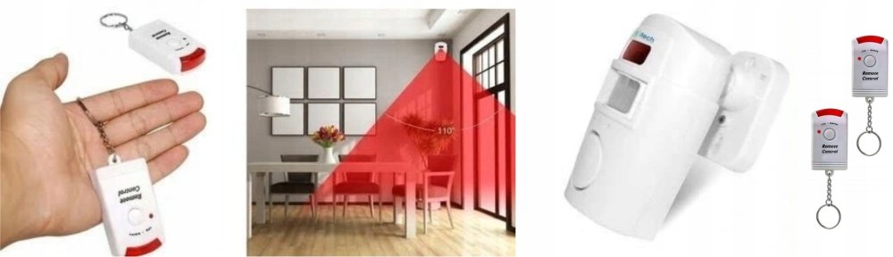 Home Office Wireless Alarm Siren Bell with Motion Sensor + 2 Remote Controls (2)