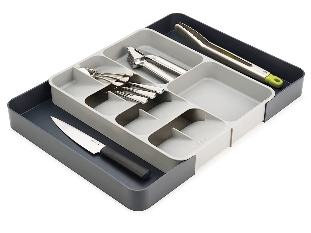 Expandable Cutlery Tray and Kitchen Drawer Organizer, Grey (0)