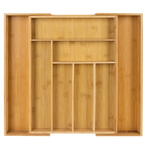 Ruhhy Wooden Cutlery Storage Tray for Drawers, Bamboo Cutlery Organizer with 6 to 8 Compartments (3)