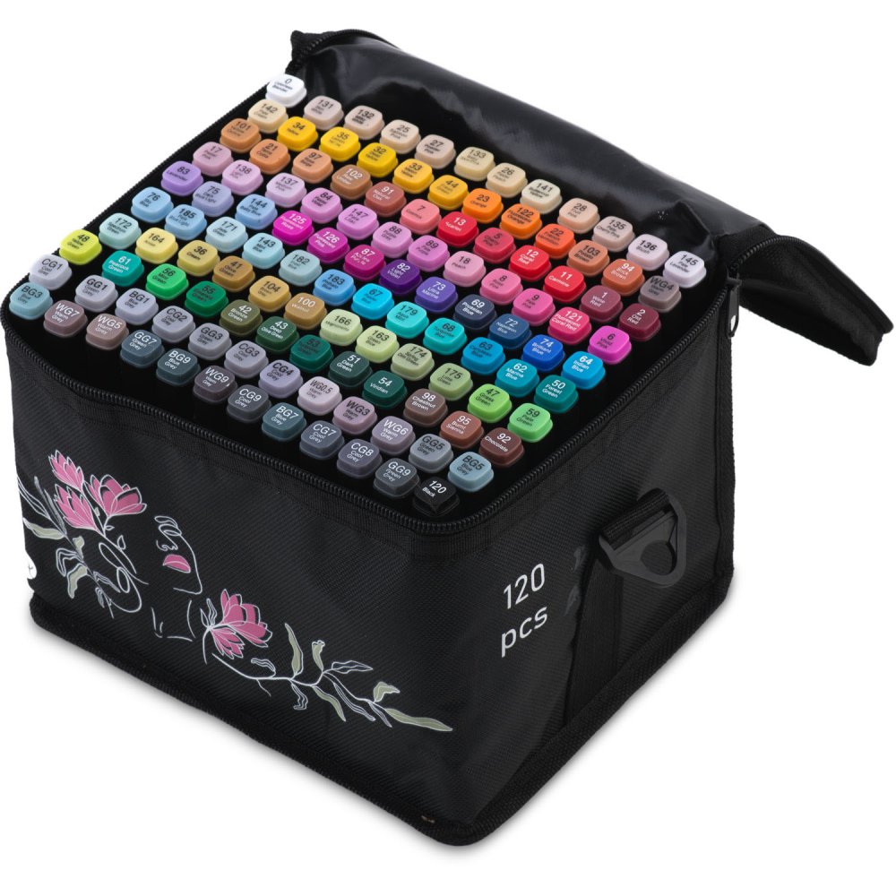 Nukido NK-913 Dual Tip Alcohol Markers, 120-Piece Set with Bag (0)