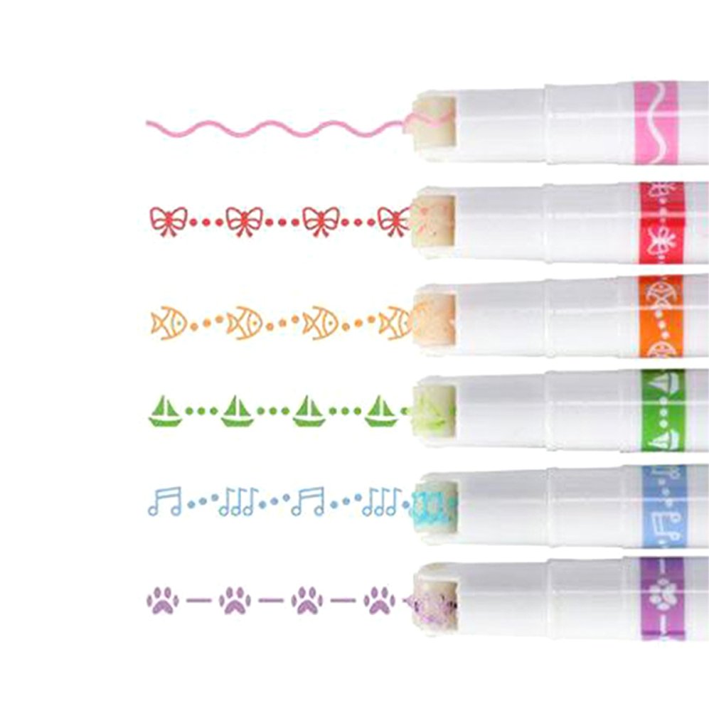 Curve Highlighters with 6 Unique Patterns, Set of 6 (1)