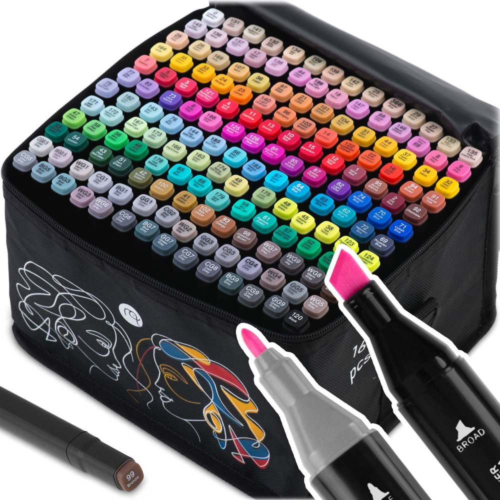 Nukido NK-914 Dual Tip Alcohol Marker Set 168 pcs with Case (2)